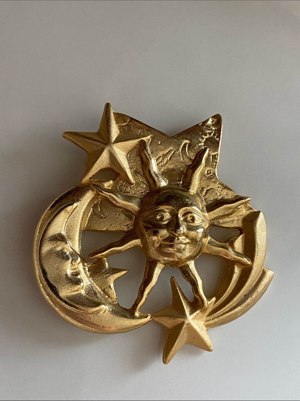 Gold Sun Moon Stars Brooch
